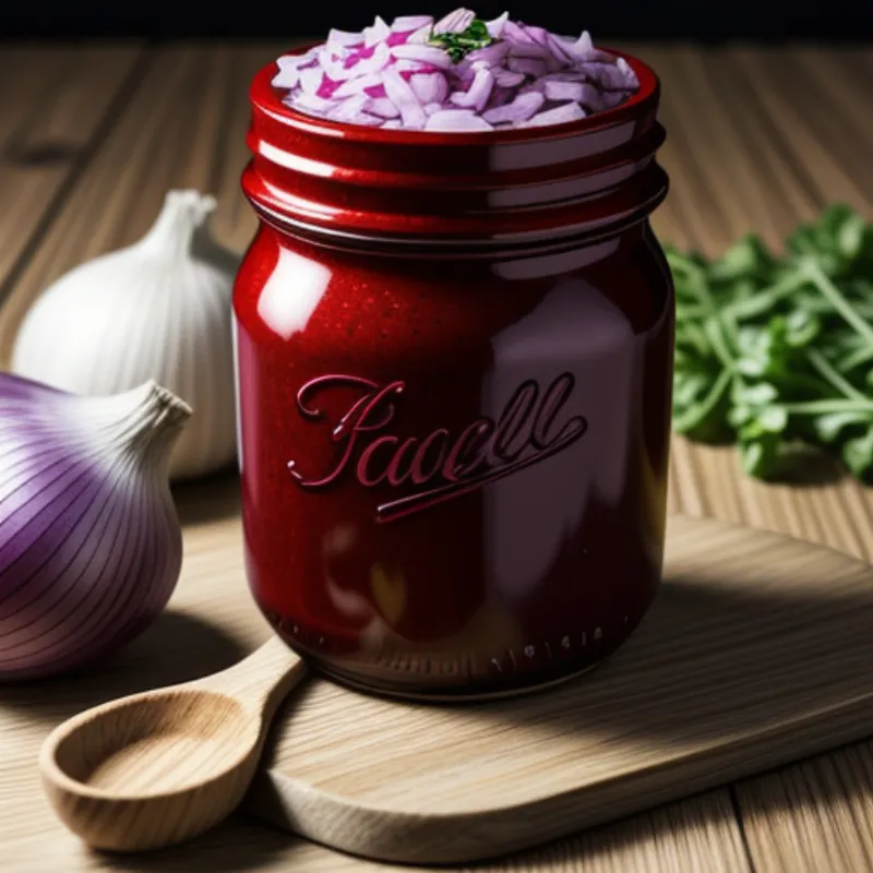Agrodolce Sauce in a Jar with a Spoon
