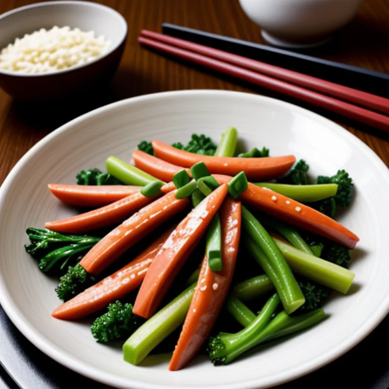 Plate of Chinese Broccoli Stir-Fry with Chopsticks