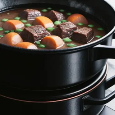 Beef Stew Simmering in a Pot