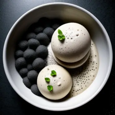 Black Sesame Ice Cream in a Bowl