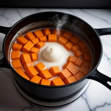 Boiling Sweet Potatoes in Pot