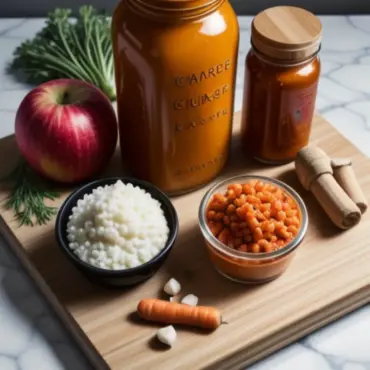 Fresh ingredients for carrot ginger dressing