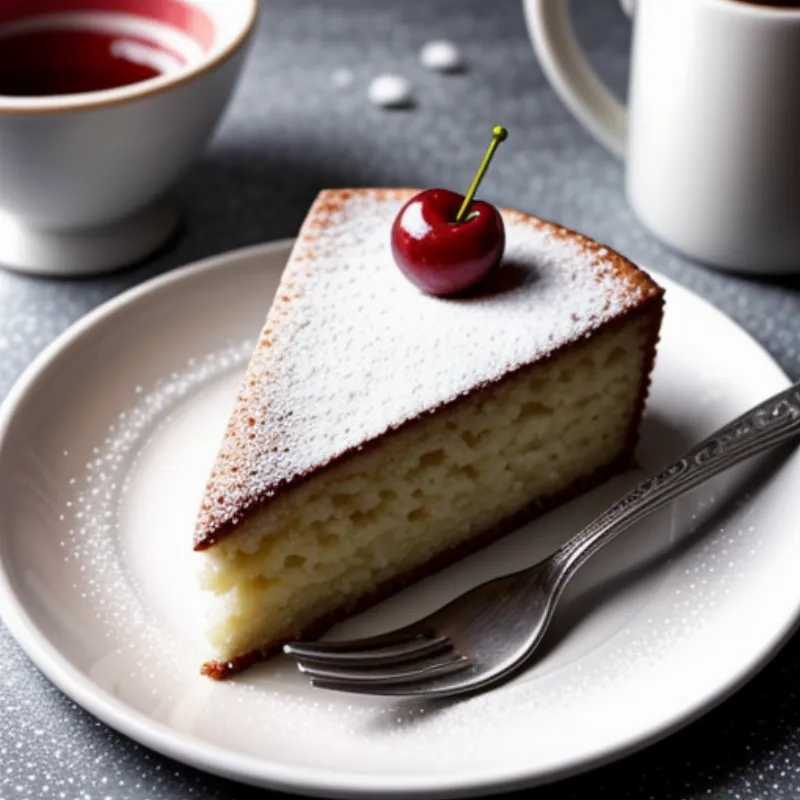 Slice of cherry almond cake