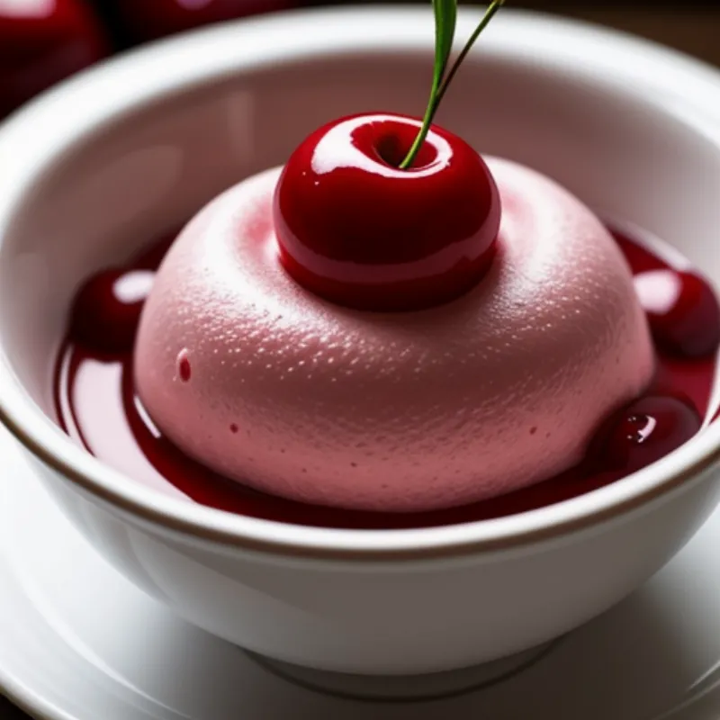 Bowl of homemade cherry sorbet
