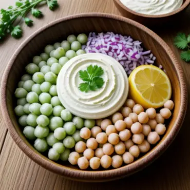 Fresh ingredients for making chickpea salad