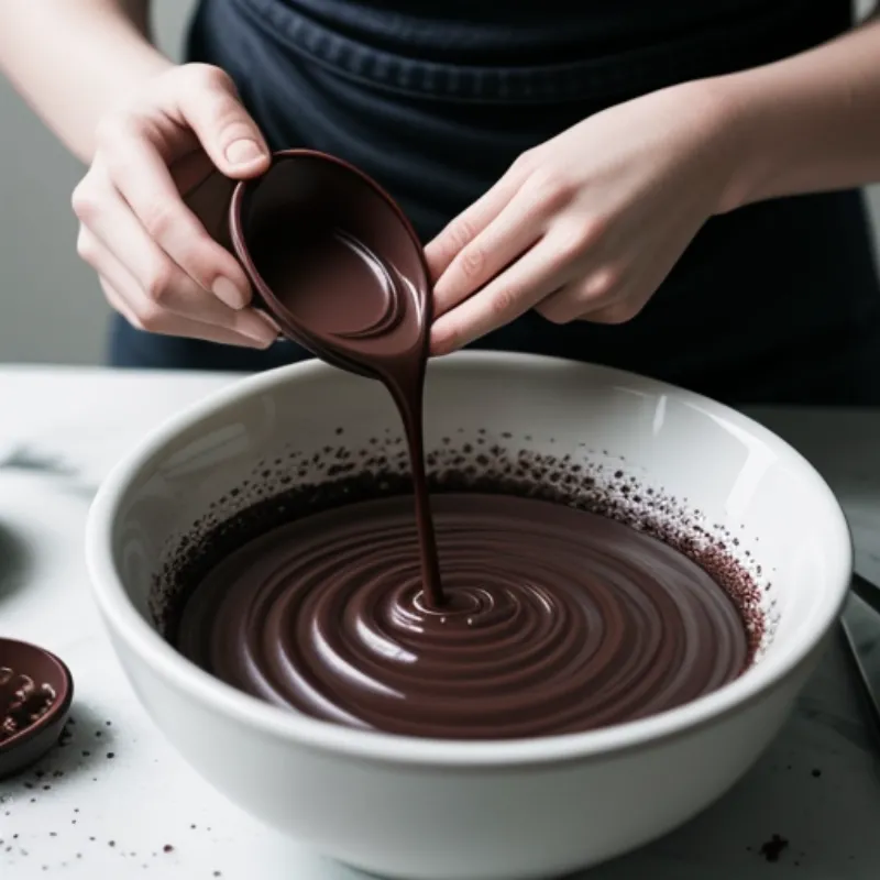 Mixing Chocolate Cake Batter in a Bowl