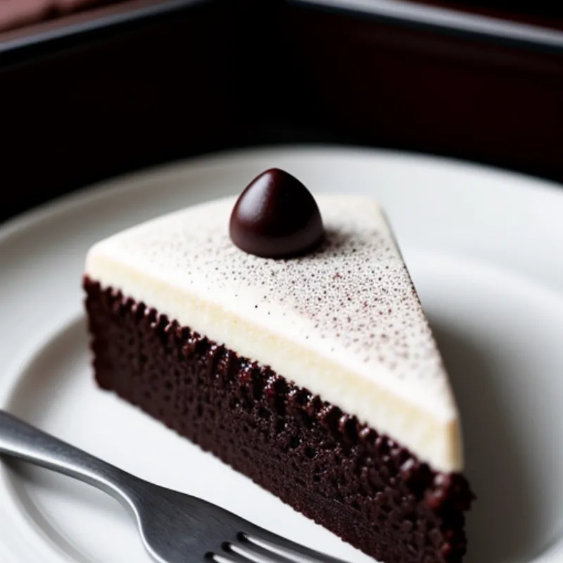 A slice of chocolate Guinness cake with cream cheese frosting
