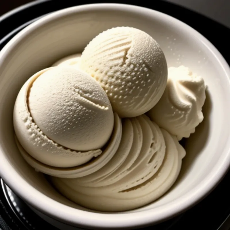 Churning coffee ice cream in ice cream maker