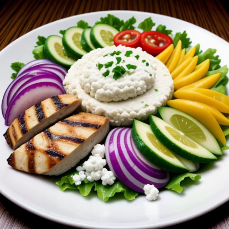 A plate of colorful cilantro lime dressing salad with chicken