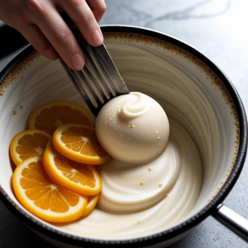 Clementine cake batter in a mixing bowl