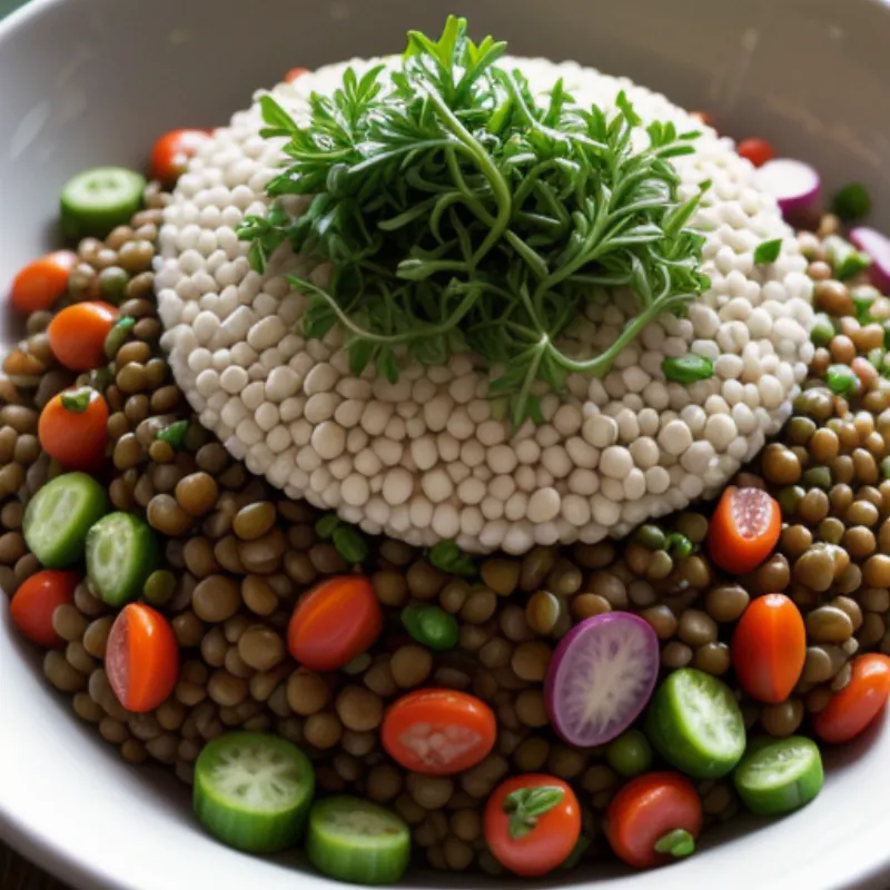 Close Up of Lentil Salad with Herbs