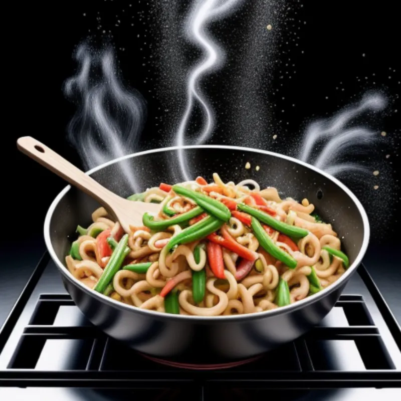 Cooking Pad Thai in a Wok