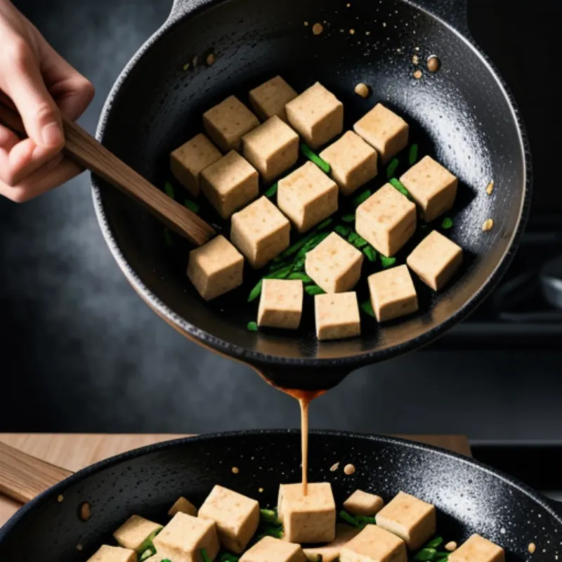 Cooking Stir-Fried Tofu with Wood Ear Mushrooms