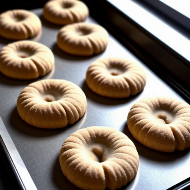 Golden Crescent Cookies on a Baking Sheet