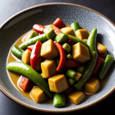 A colorful and tempting plate of curry vegetable stir-fry