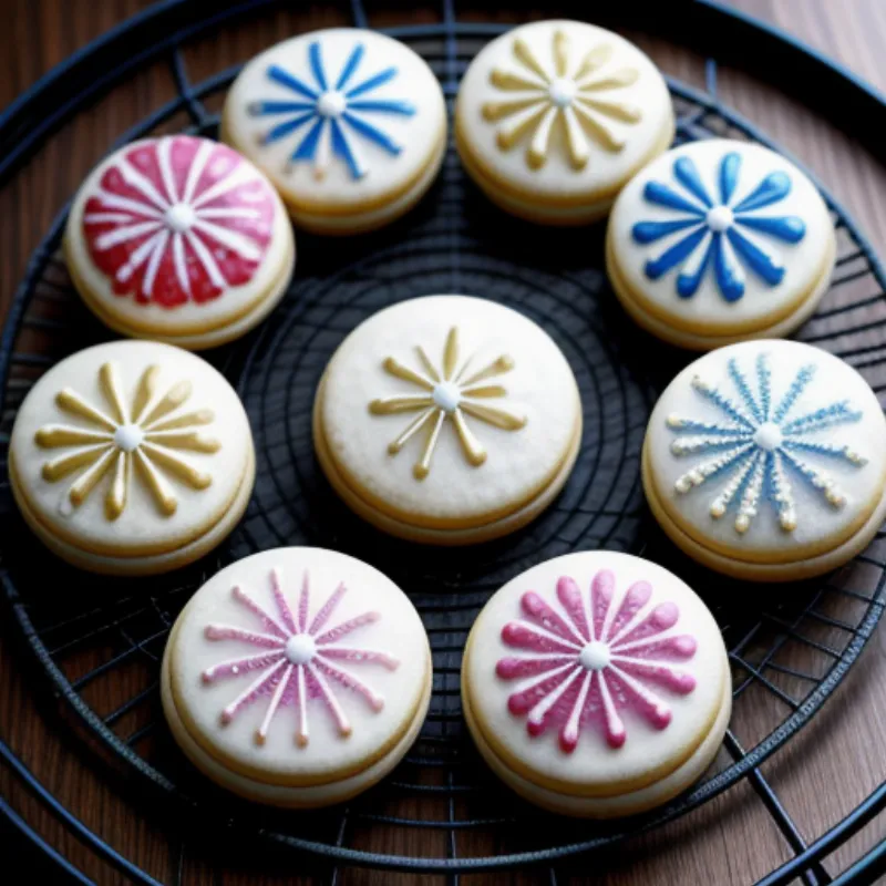 Decorated Butter Cookies on a Cooling Rack