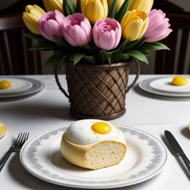 Decorated Easter table with Colomba as the centerpiece