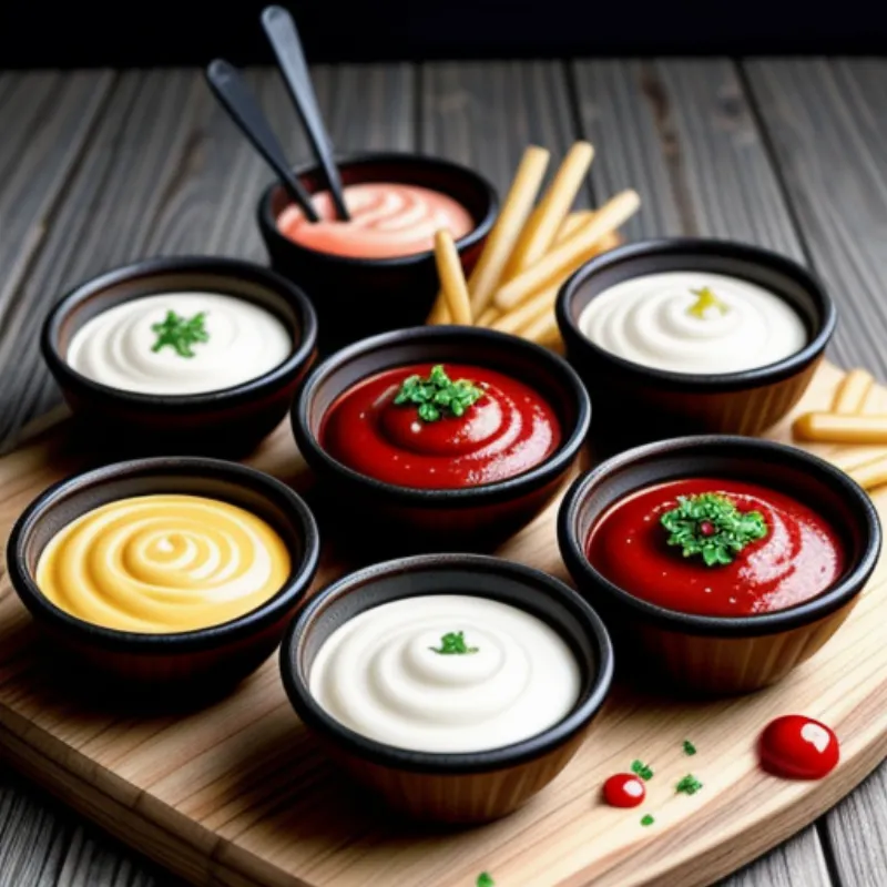 An Assortment of Dipping Sauces for French Fries