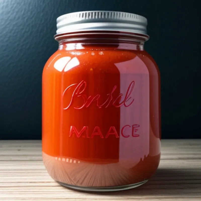 Glass jar with fermenting hot sauce, airlock lid, and a handwritten label