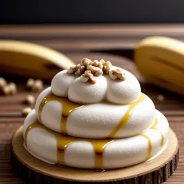 Grilled banana with a scoop of vanilla ice cream
