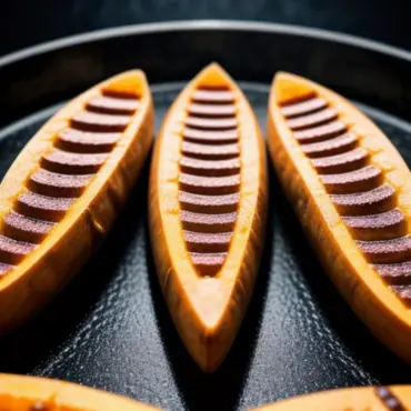 Close-up shot of perfectly grilled sweet potato slices