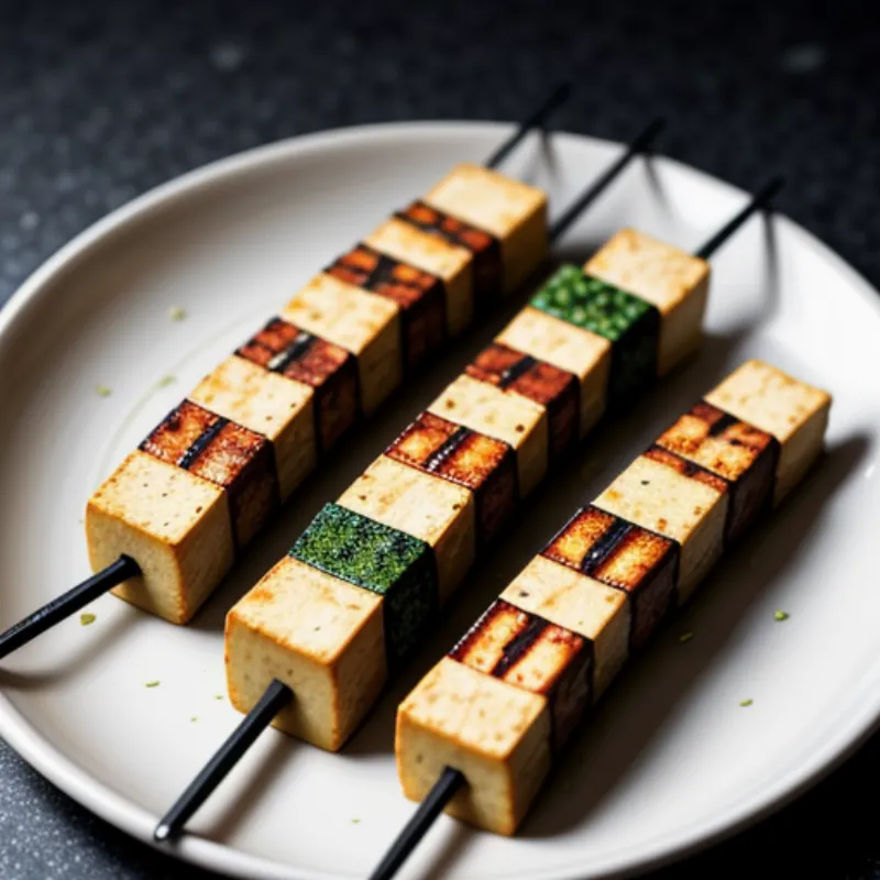 Delicious grilled tofu and vegetable skewers
