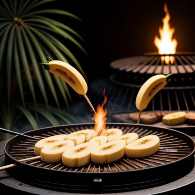 Grilling bananas on a barbecue