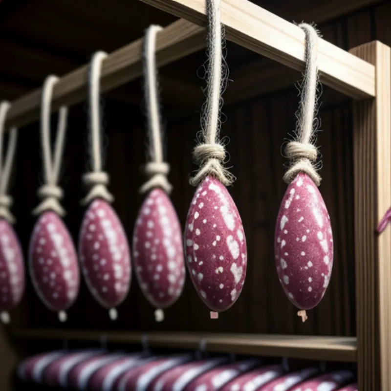 Salami Hanging in a Curing Chamber