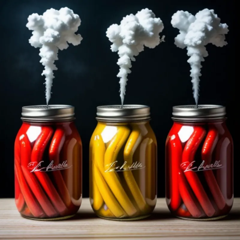 Jars of Pickled Peppers Cooling