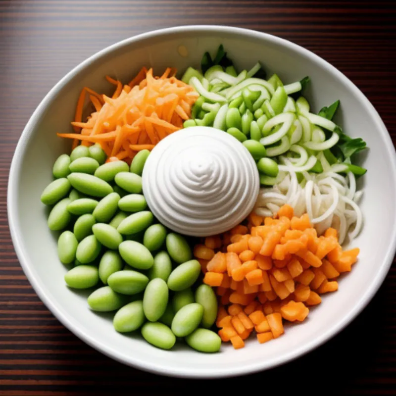 A Karashi Mustard Dressing Salad in a Bowl