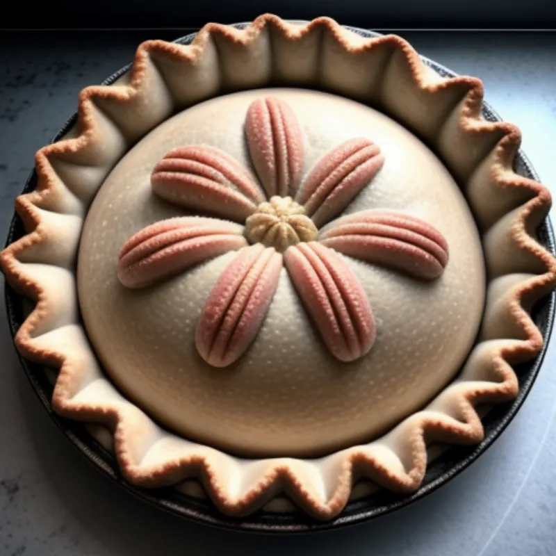 Rhubarb pie with lattice top.