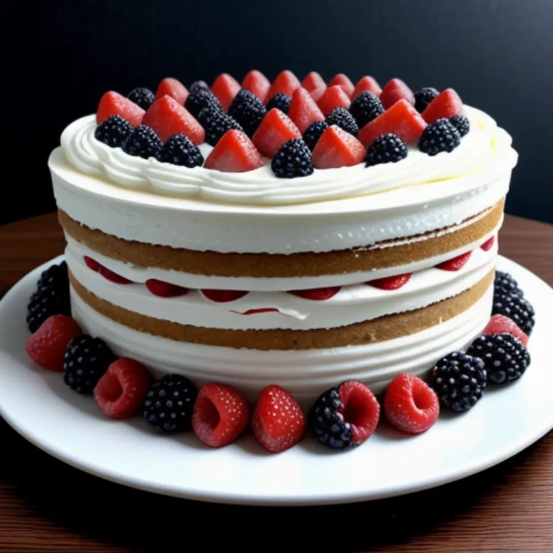 Layering Cake with Cream and Berries