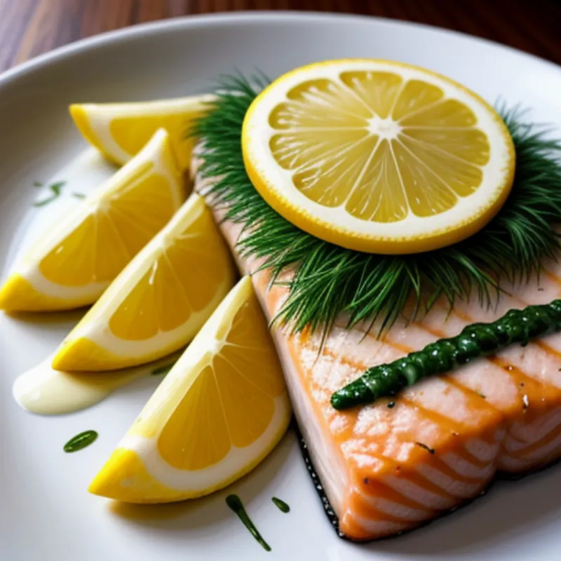 Lemon Aioli Drizzled Over Grilled Salmon