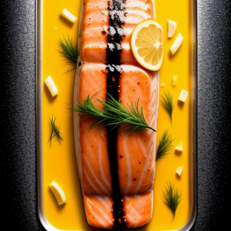 Lemon Sauce Drizzled Over Grilled Salmon