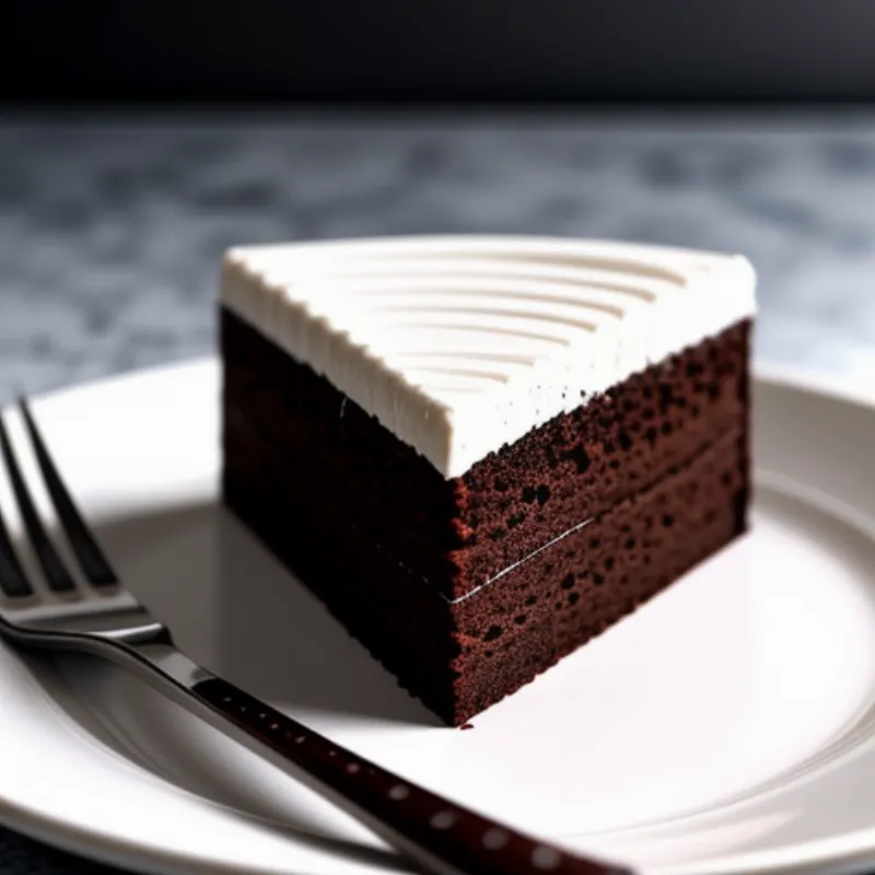 A slice of lighter-than-air chocolate cake being served