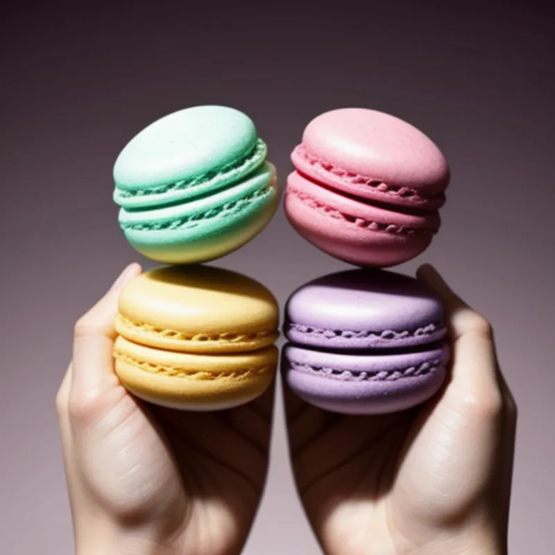 Assembling macaron cookies with buttercream.
