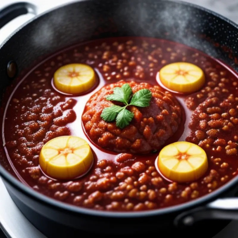 Cooking sambal colo-colo in a pan