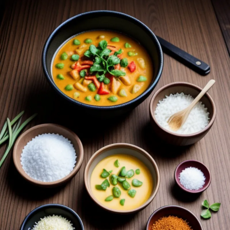 Colorful spices and ingredients for Massaman curry