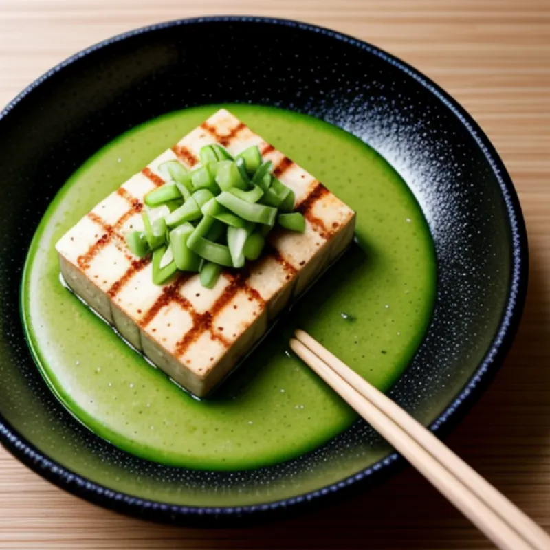 Matcha Dressing on Grilled Tofu
