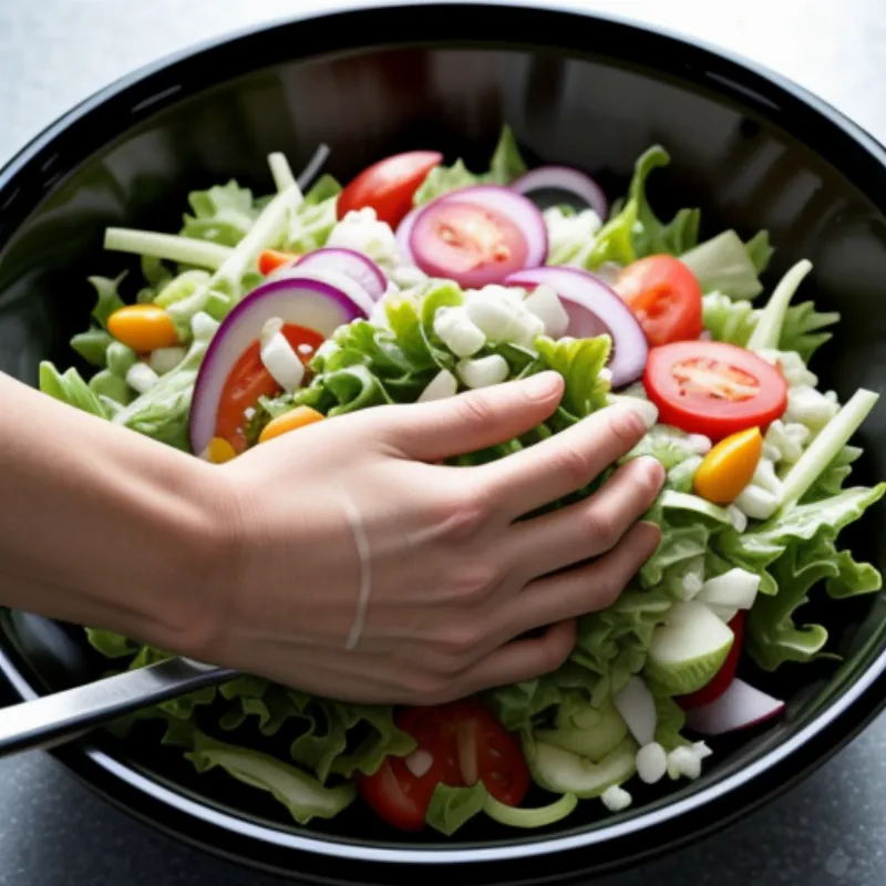 Tossing a Mixed Green Salad
