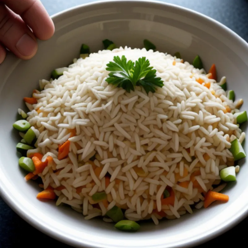 Mixing Basmati Rice Salad in a Bowl