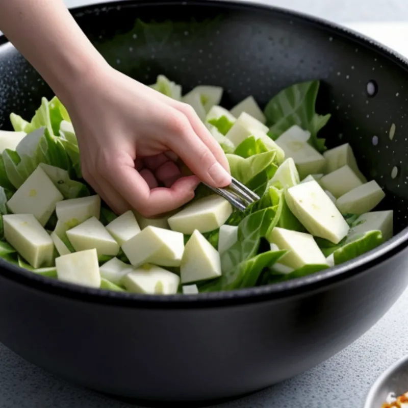 Mixing Butter Lettuce Salad