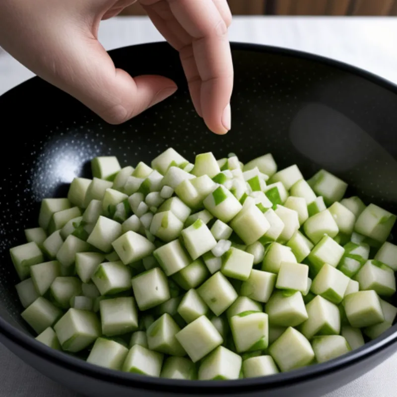 Mixing Celtuce Salad