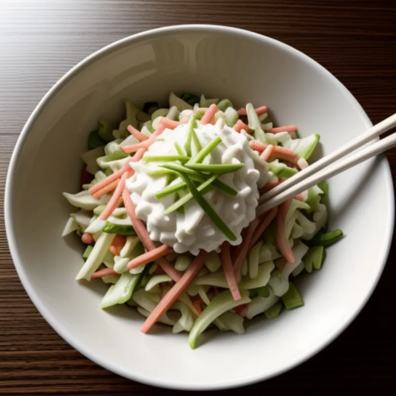 Napa cabbage salad in a white bowl