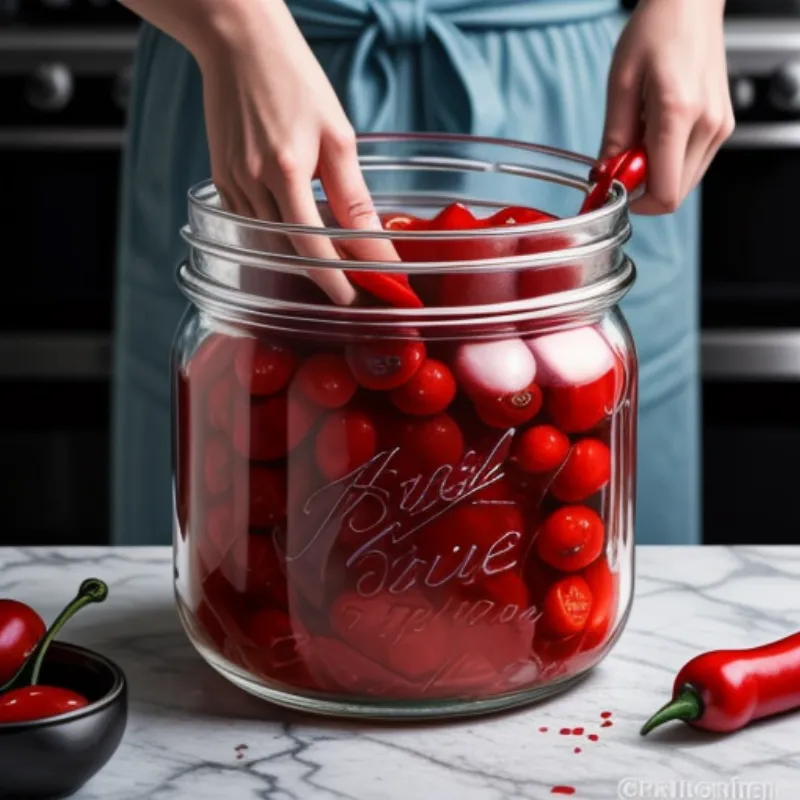 Packing Cherry Peppers in Jar