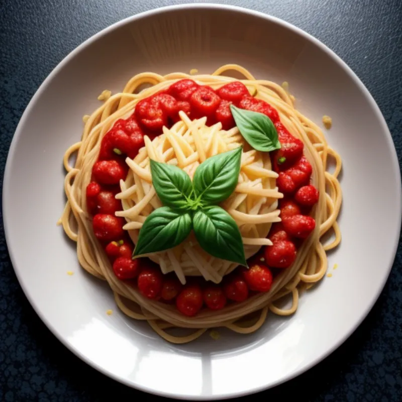 Pasta Dish with Tomato Sauce and Basil