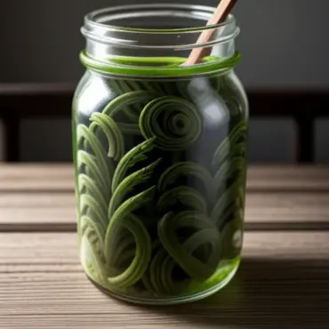 Pickled Fiddlehead Ferns in a Jar