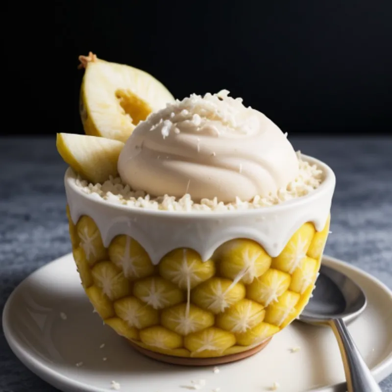 Pineapple Nice Cream served in a pineapple bowl