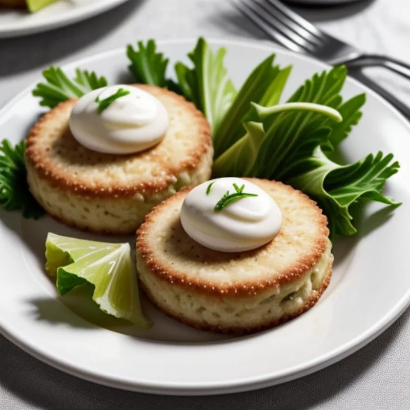 Delicious Crab Cakes Served with Lemon and Sauce