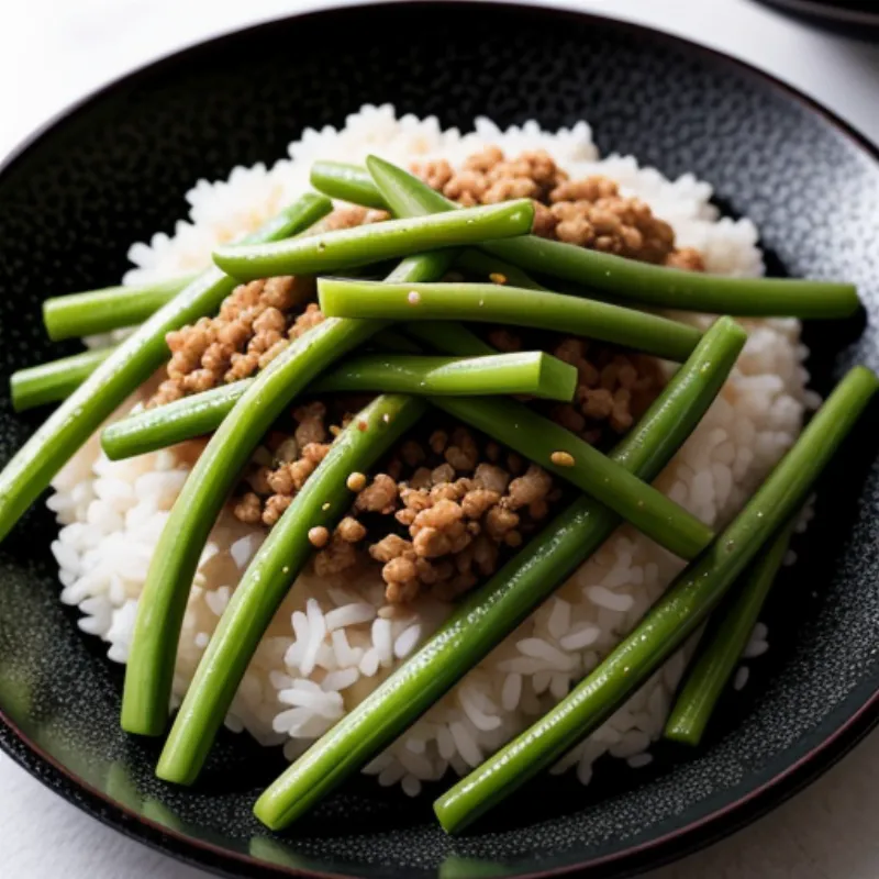 Plated Stir-fried Green Beans with Minced Pork
